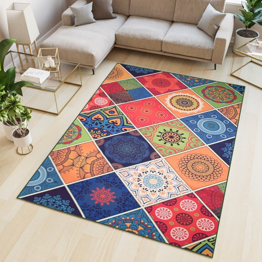 Tapis de salon - Modèle coloré - grand tapis imprimé