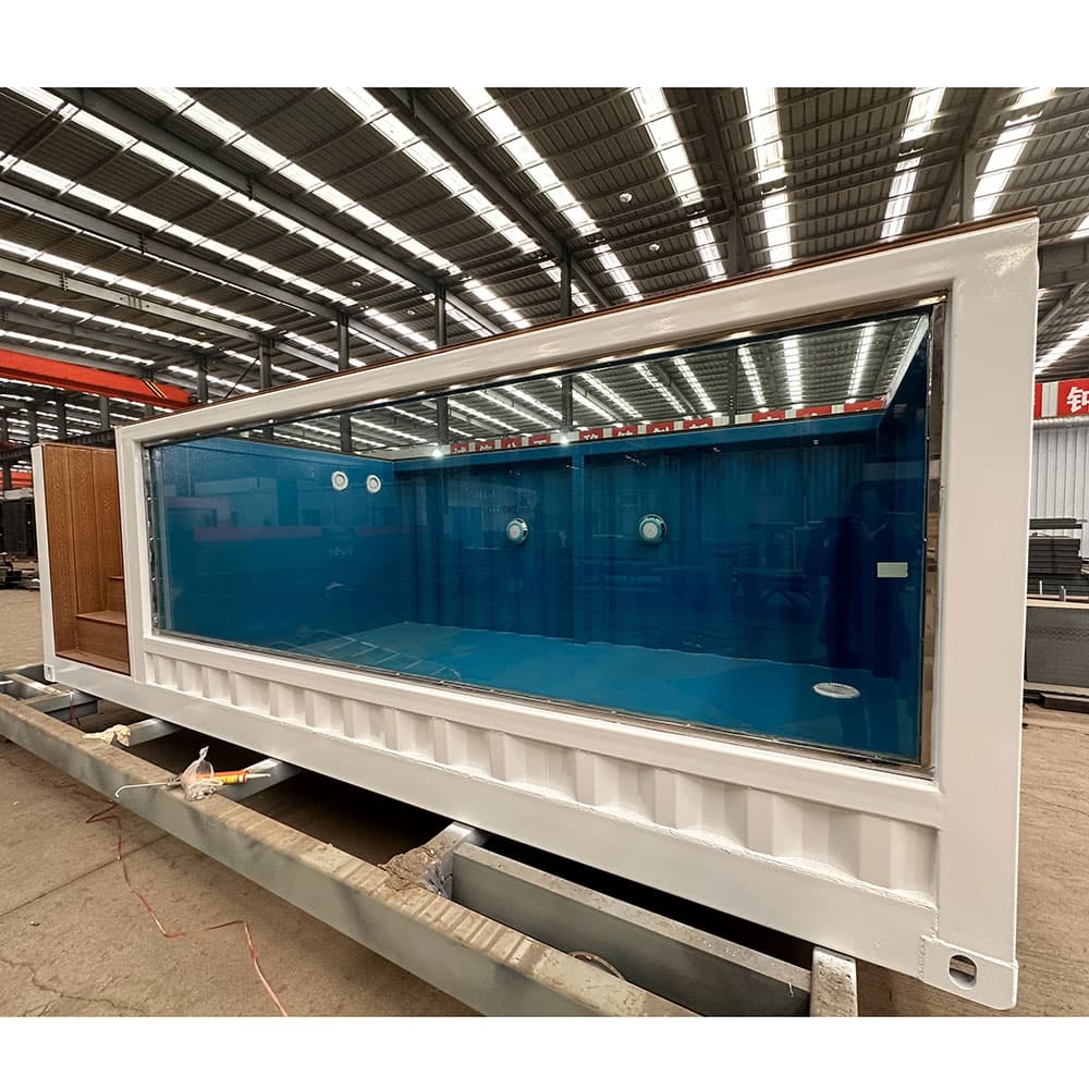 Piscina Contenedor con Ventana de Cristal — Elevada, Moderna, Lista para Instalar