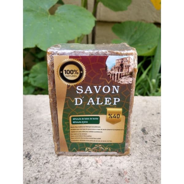 Savon d'Alep avec 40% de Laurier pour Visage et Corps - 100% Naturel - 185g