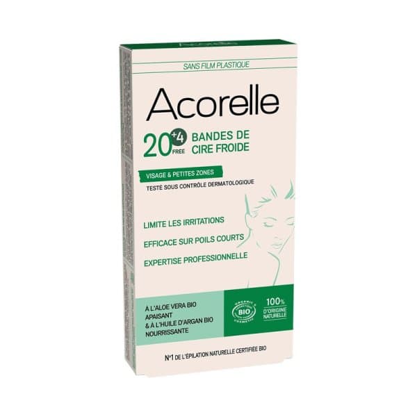 Bandes de Cire Froide BIO Visage - 20 unités + 4 gratuites – Acorelle