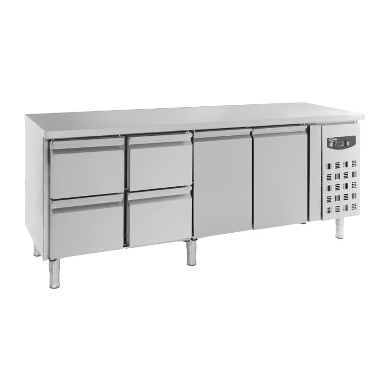 TABLE RÉFRIGÉRÉE 2 PORTES ET 4 TIROIRS COMBISTEEL