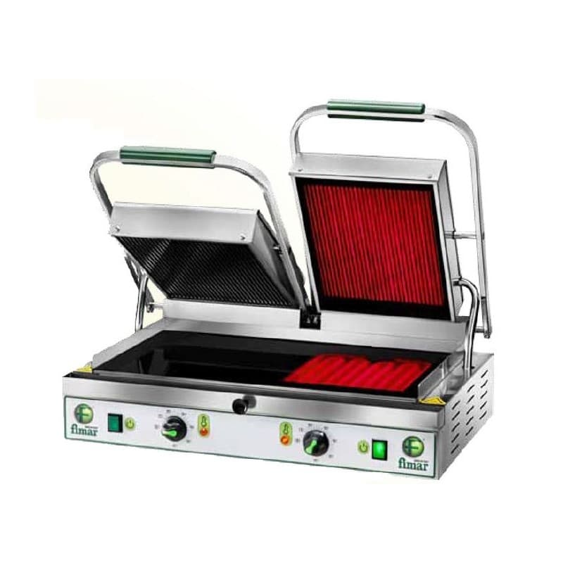 Appareil panini double Rainurée/Lisse 550x300mm FIMAR
