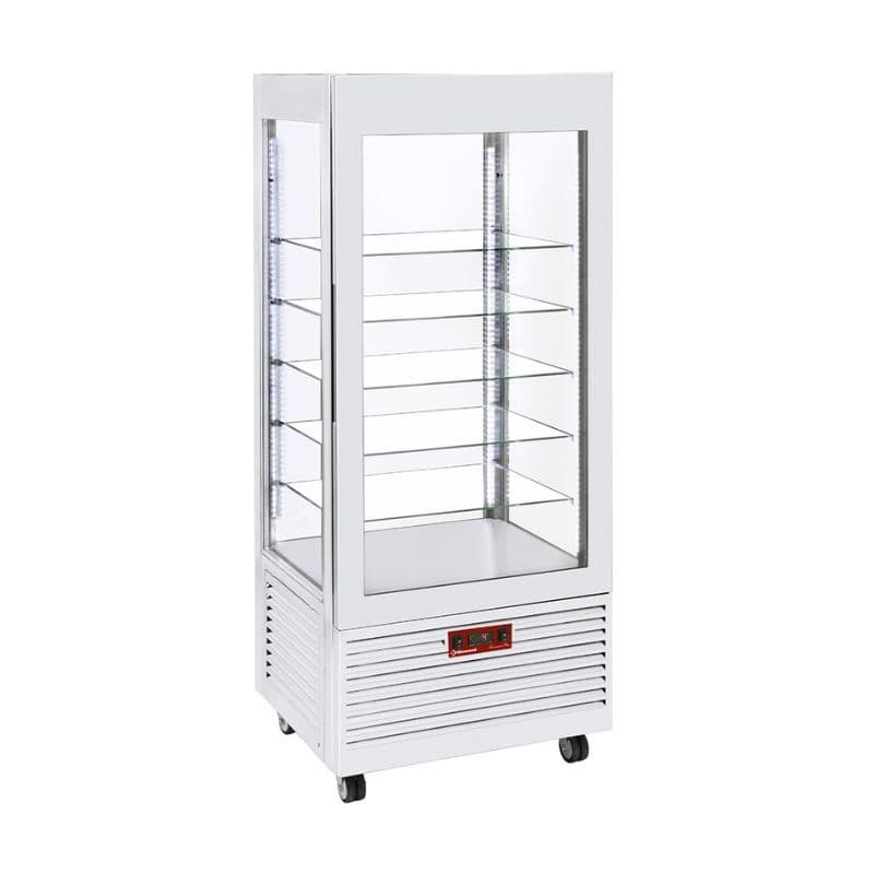 vitrine 4 faces positive 5 étagères Blanche DIAMOND