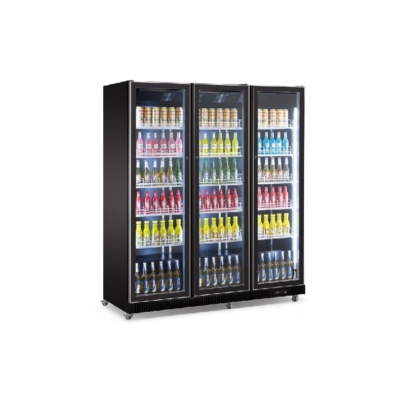 Réfrigérateur 3 portes en verre noir COMBISTEEL