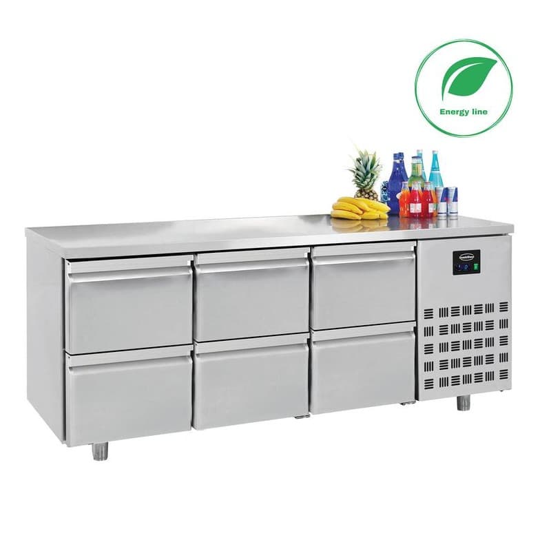 700 TABLE RÉFRIGÉRÉE 6 TIROIRS ENERGY LINE COMBISTEEL