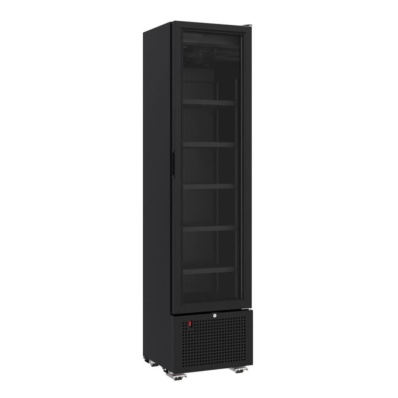 RÉFRIGÉRATEUR 1 PORTE EN VERRE NOIR 221L COMBISTEEL