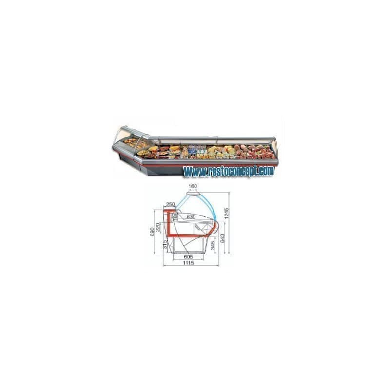 Vitrine d'angle ouvert 90°