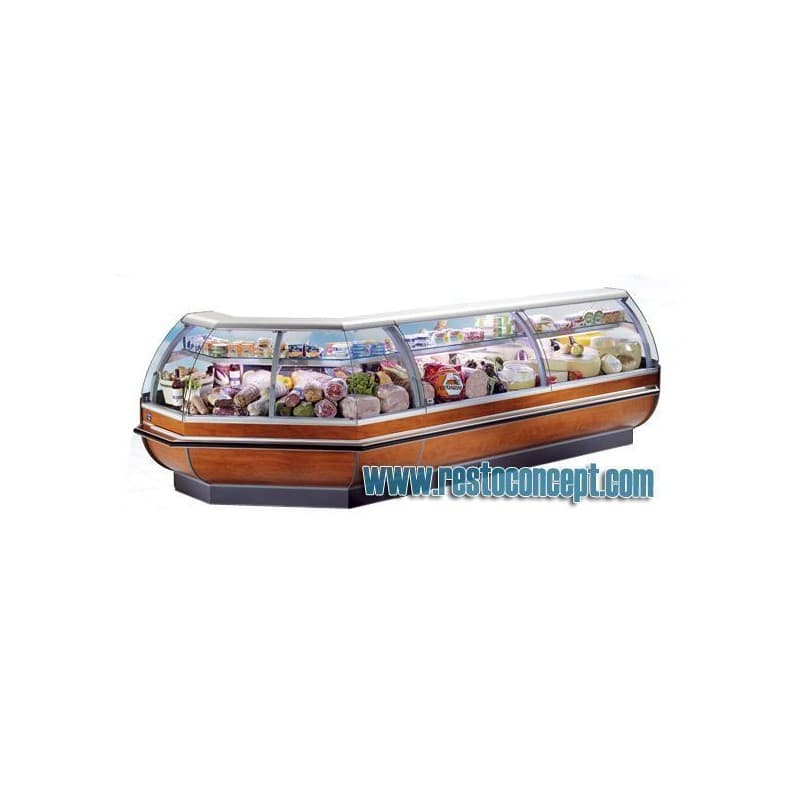 Vitrine d'angle ouvert 90° non réfrigérée