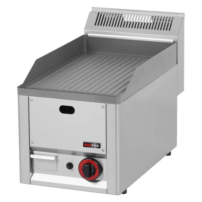 Plaque à snacker simple rainurée gaz en acier REDFOX