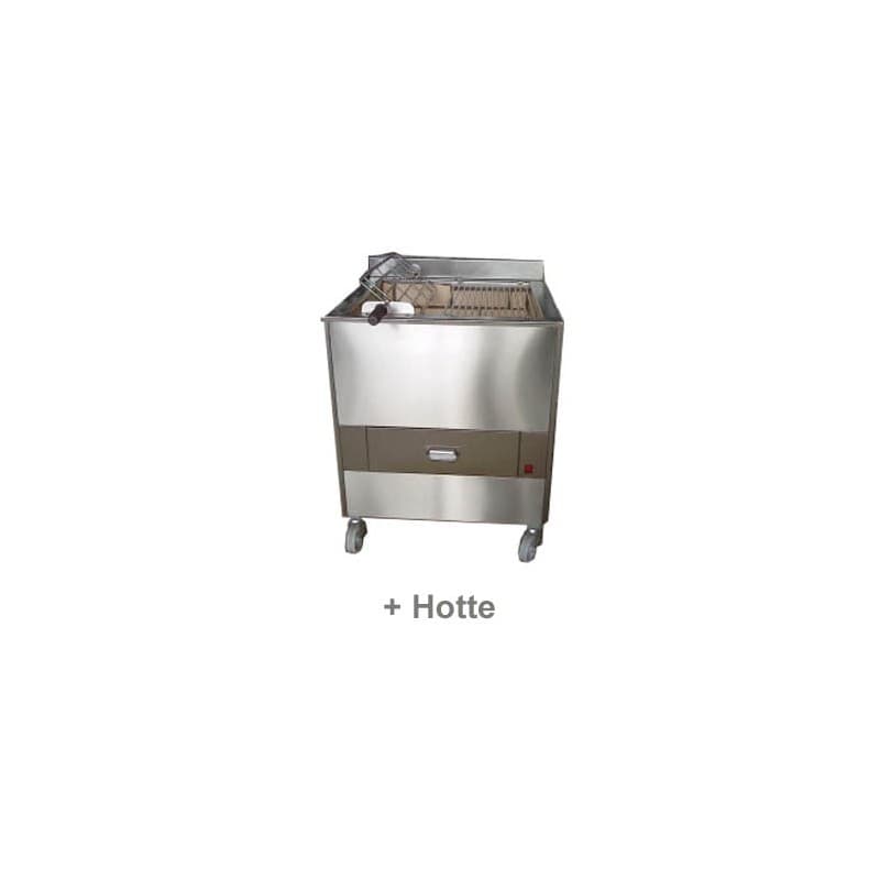 Barbecue portugais 1 grille rotative/1 fixe+hotte