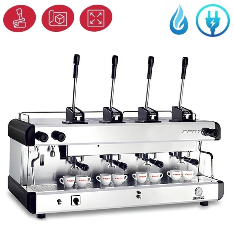 Machine à café à levier 4 groupes Bi-énergie CONTI