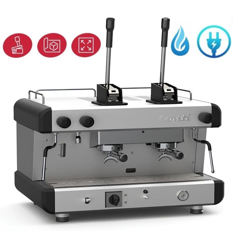 Machine à café à levier 2 groupes Bi-énergie CONTI