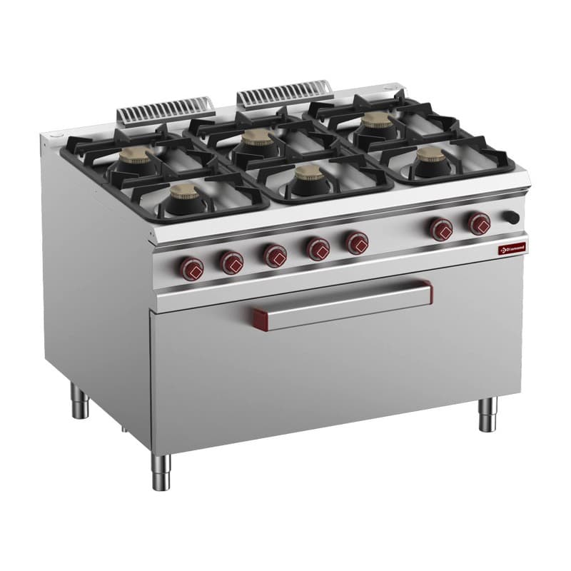 Fourneau 6 feux sur MAXI four gaz DIAMOND