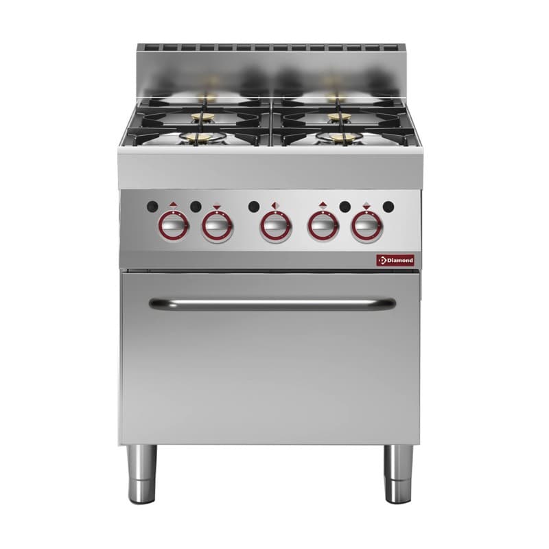 Fourneau 4 feux vifs gaz avec four gaz DIAMOND