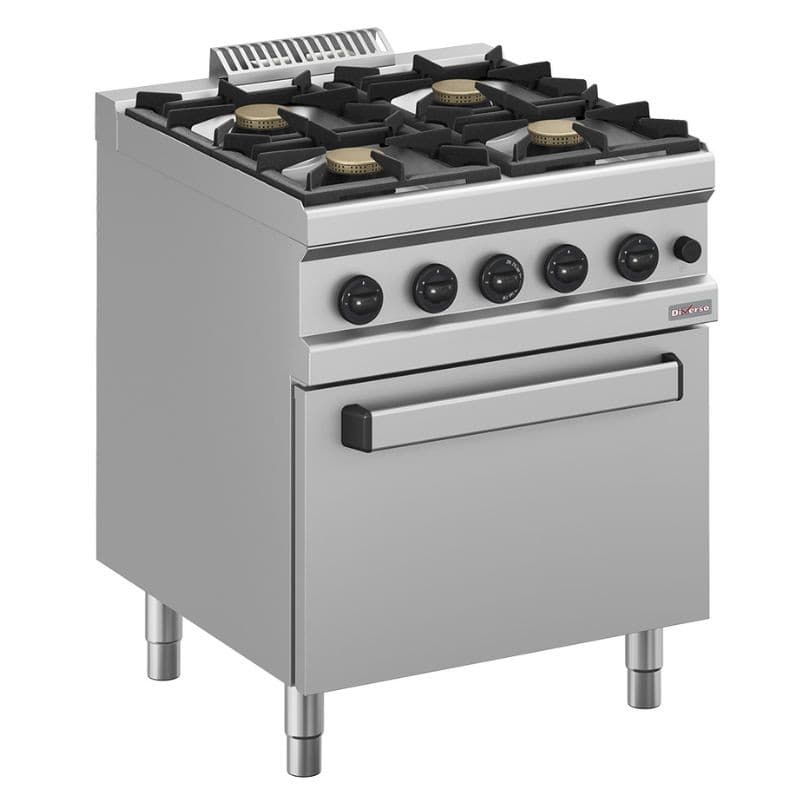 Fourneau gaz 4 feux vifs, sur four gaz GN 2/1 DIVERSO