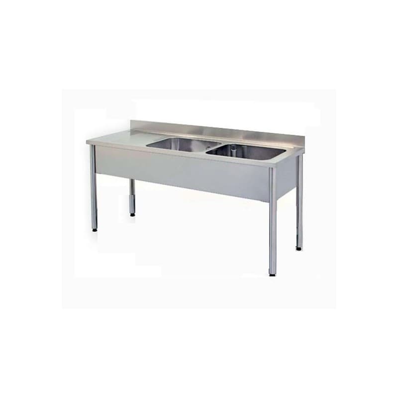 Plonge Inox Largeur 1900 mm - 2 Bacs à Droite