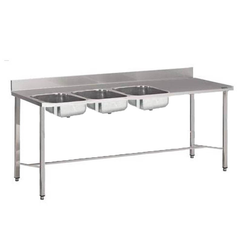 Plonge inox Largeur 1500mm avec Egouttoire - 3Bacs