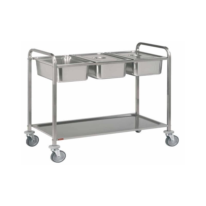 Chariot de service inox 3 x GN1/1 + 1 niveau DIAMOND