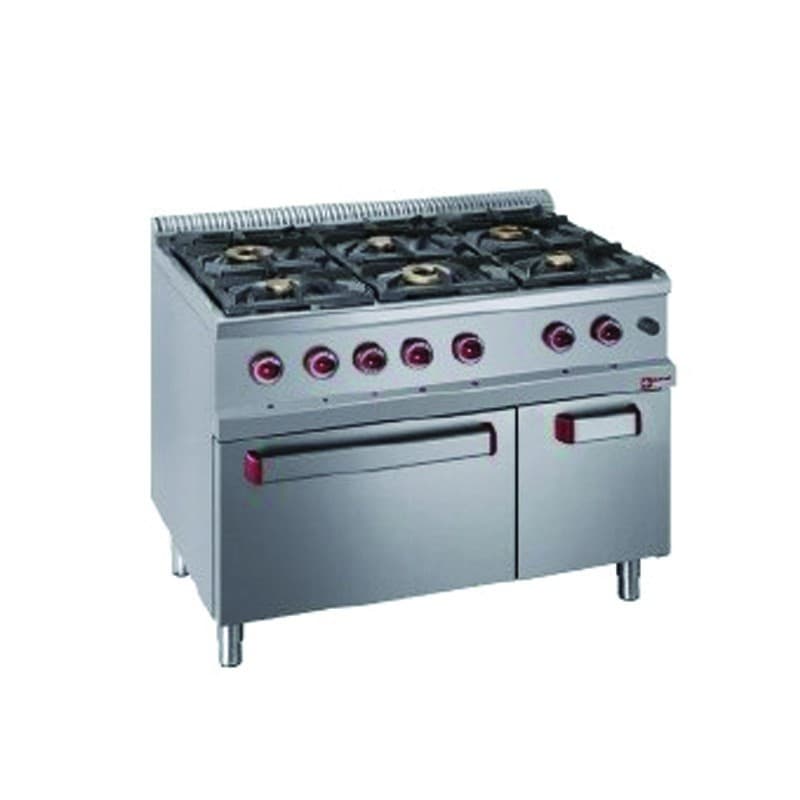 Fourneau 6 feux + four gaz GN2/1 & armoire neutre DIAMOND