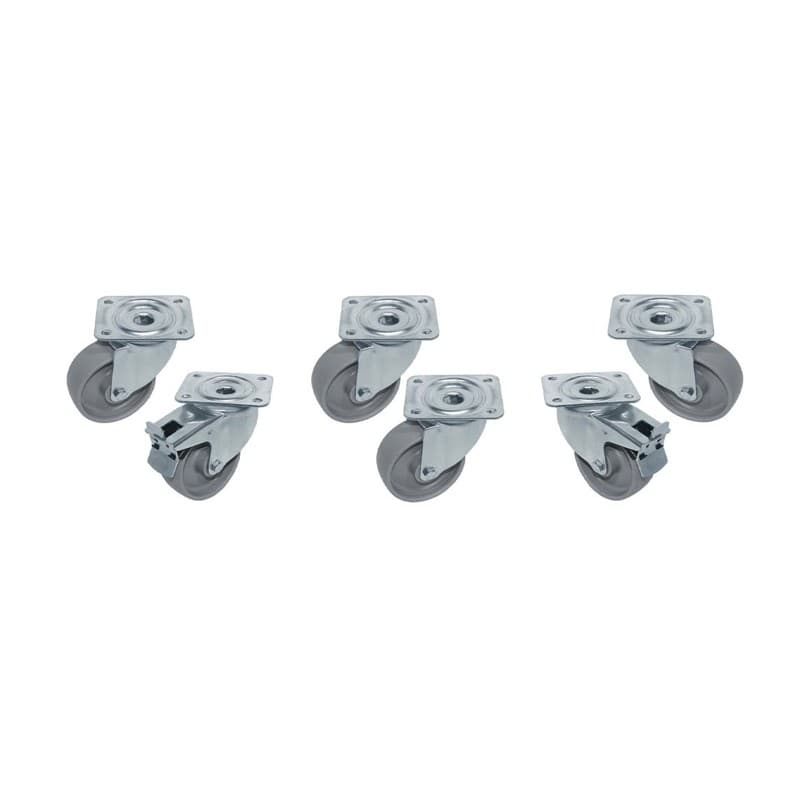 Kit 6 Roues inox pour tables, pivotantes DIAMOND
