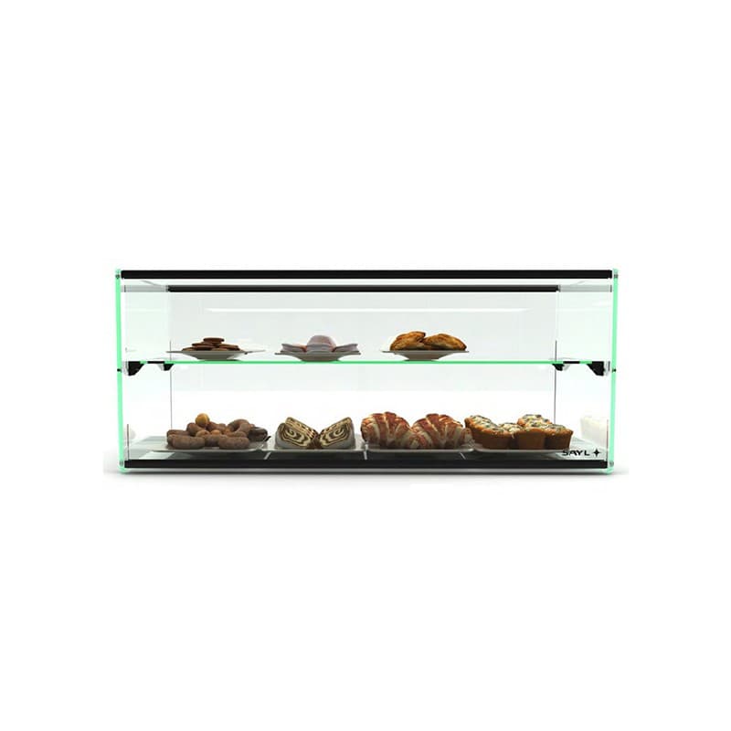 Vitrine d'exposition neutre plane avec etagere SAYL