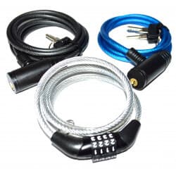 LOT DE 3 ANTIVOLS SPIRALE A CLE /CODE 6mmX150/100cm sans SUPPORT