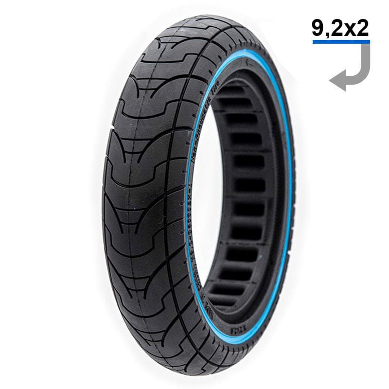 Pneu plein ultraléger avec ligne bleue 9,2x2-6,1/B34