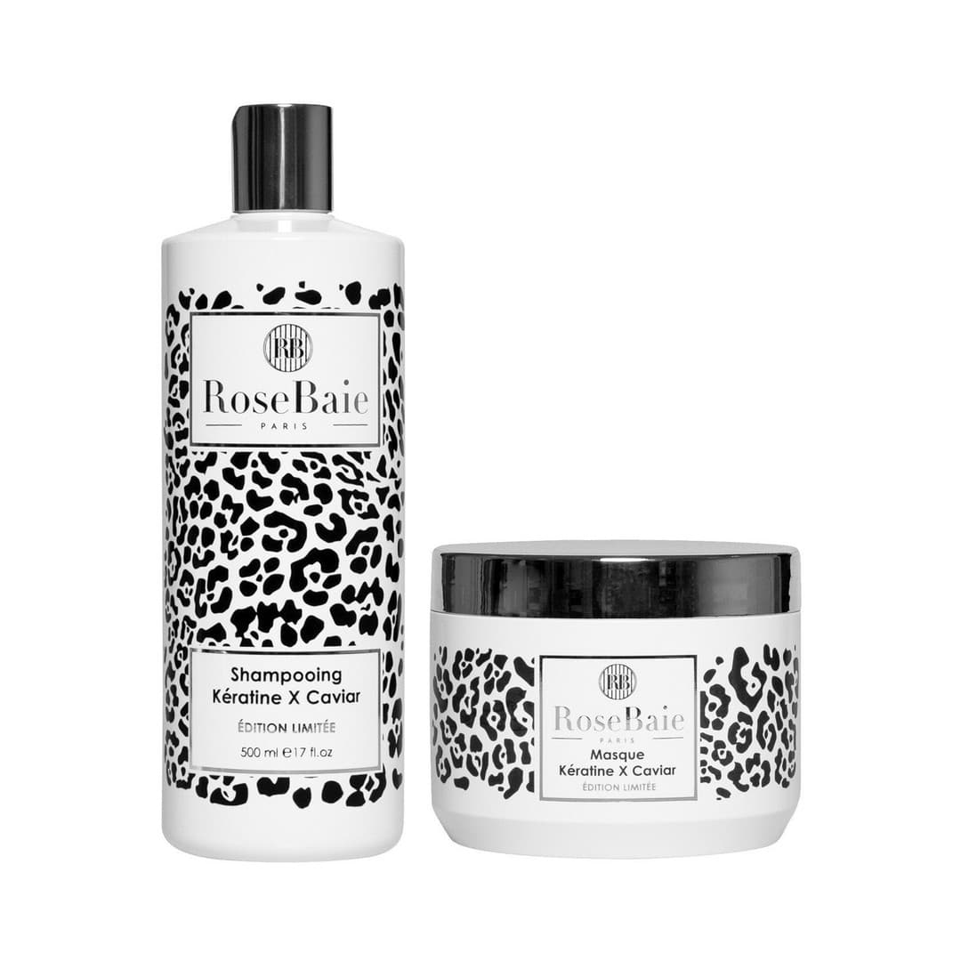 Soin cheveux gamme kératine × caviar – Rose Baie