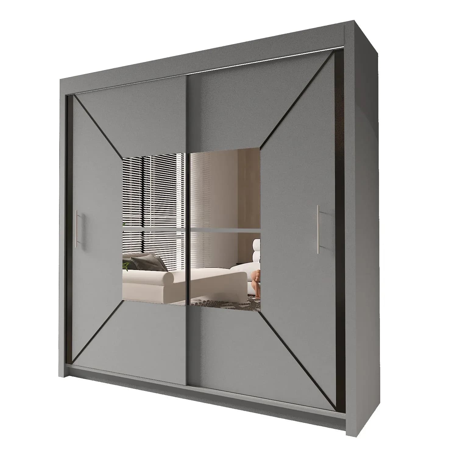 Nicole Double Mirror Sliding Door Wardrobe – Modern Bedroom Storage UK