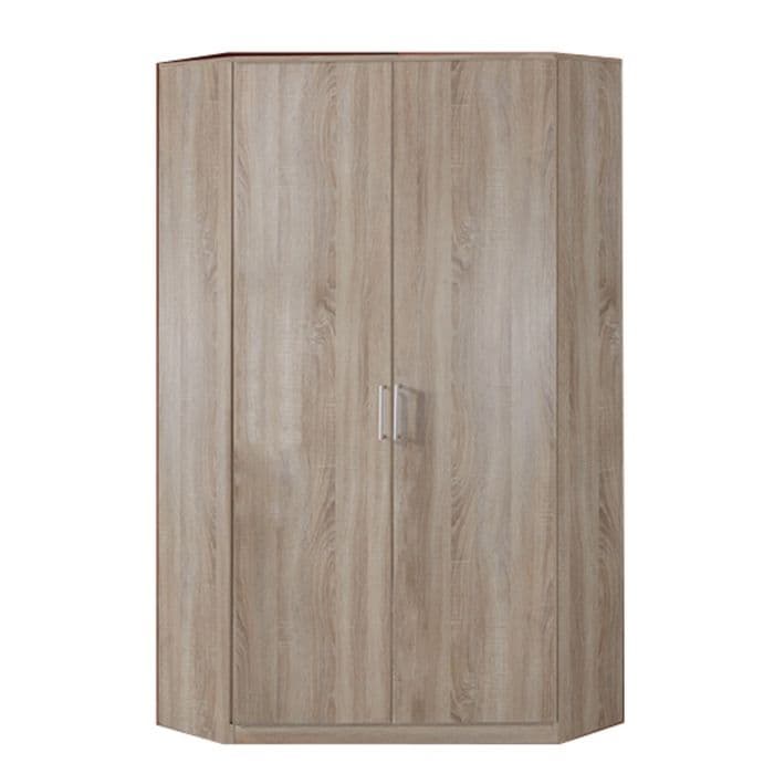 OKHRA 95cm Oak Corner Wardrobe – 2 Door Bedroom Storage UK