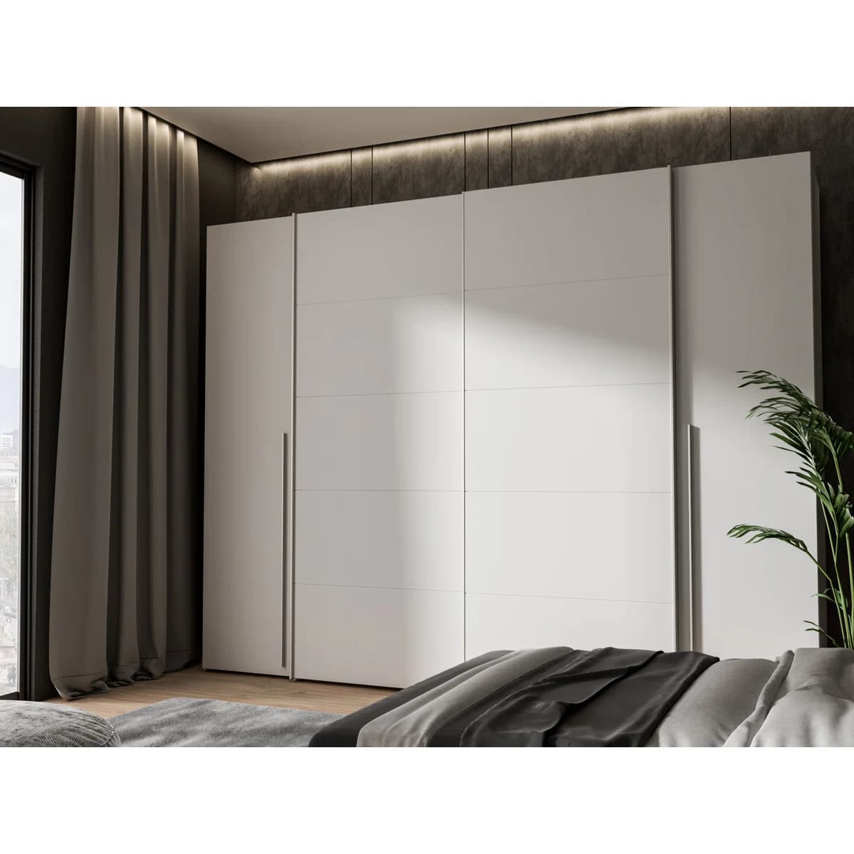Debarr 4 Door Manufactured Wood Wardrobe - 210.5cm H x 270.3cm W x 61.2cm D
