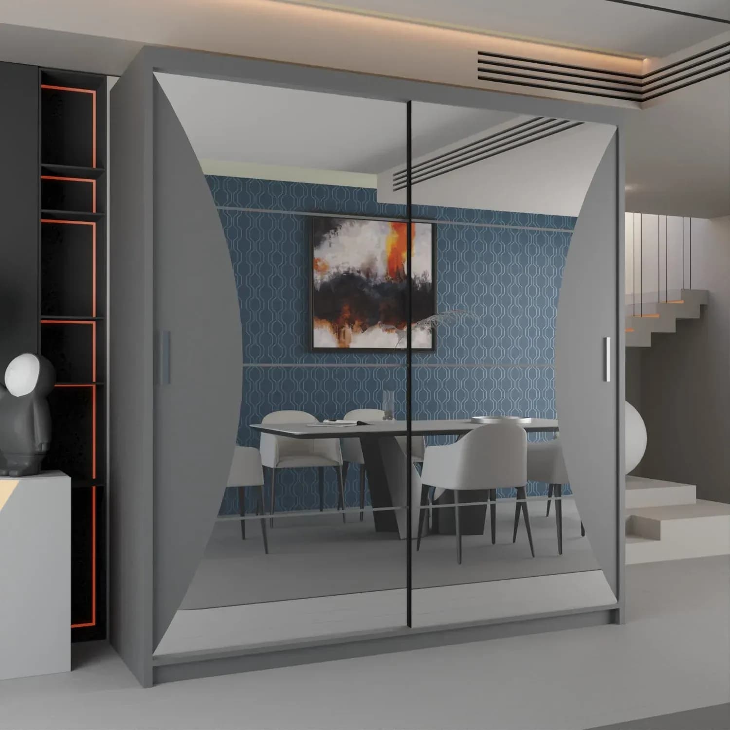 California Double Mirror Sliding Door Wardrobe – Modern Bedroom Storage UK