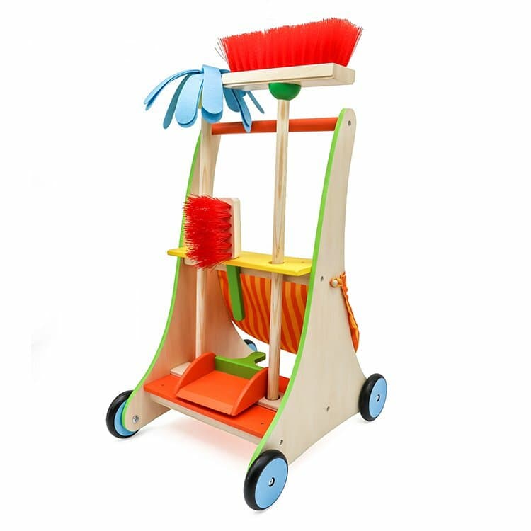 Chariot de ménage jouet en bois