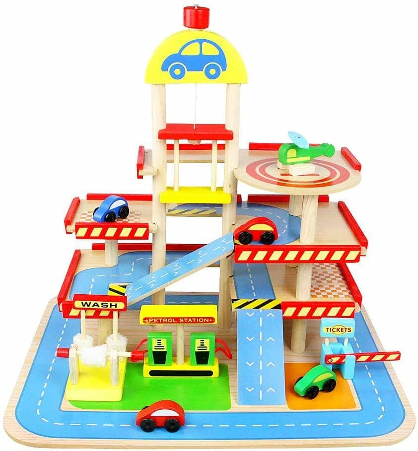 AMITAS Garage Voiture Enfant, Garage Bois