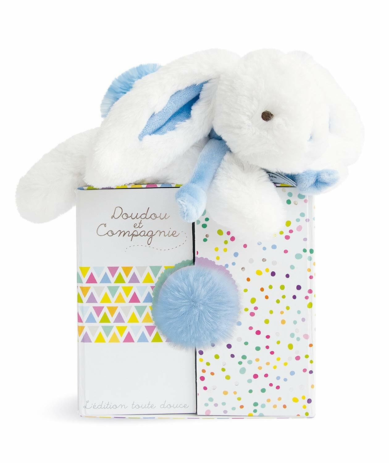 Doudou et Compagnie Coucou Doudou Forme Lapin Bleu Pastel
