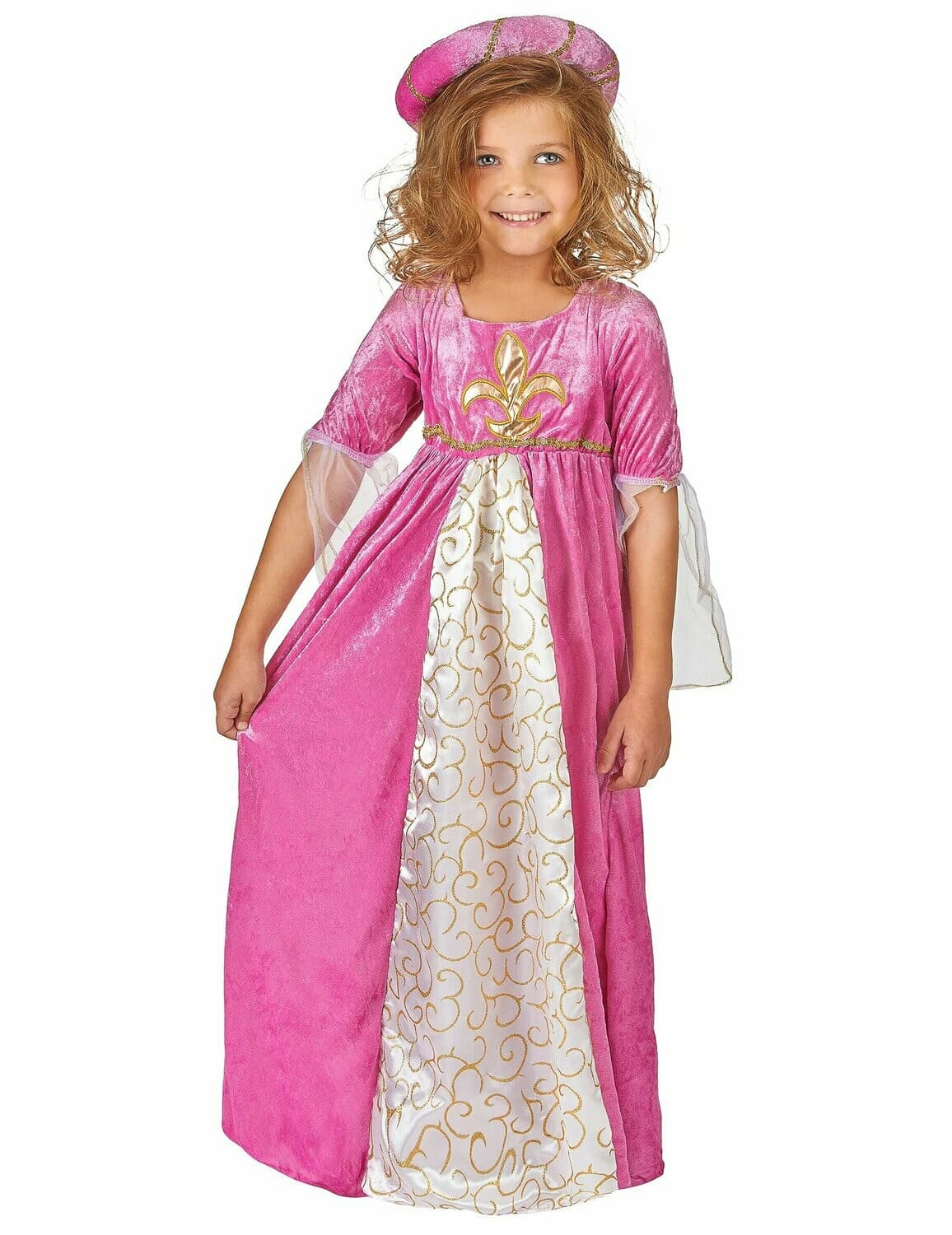 Déguisement princesse médiévale rose et or fille - Taille S