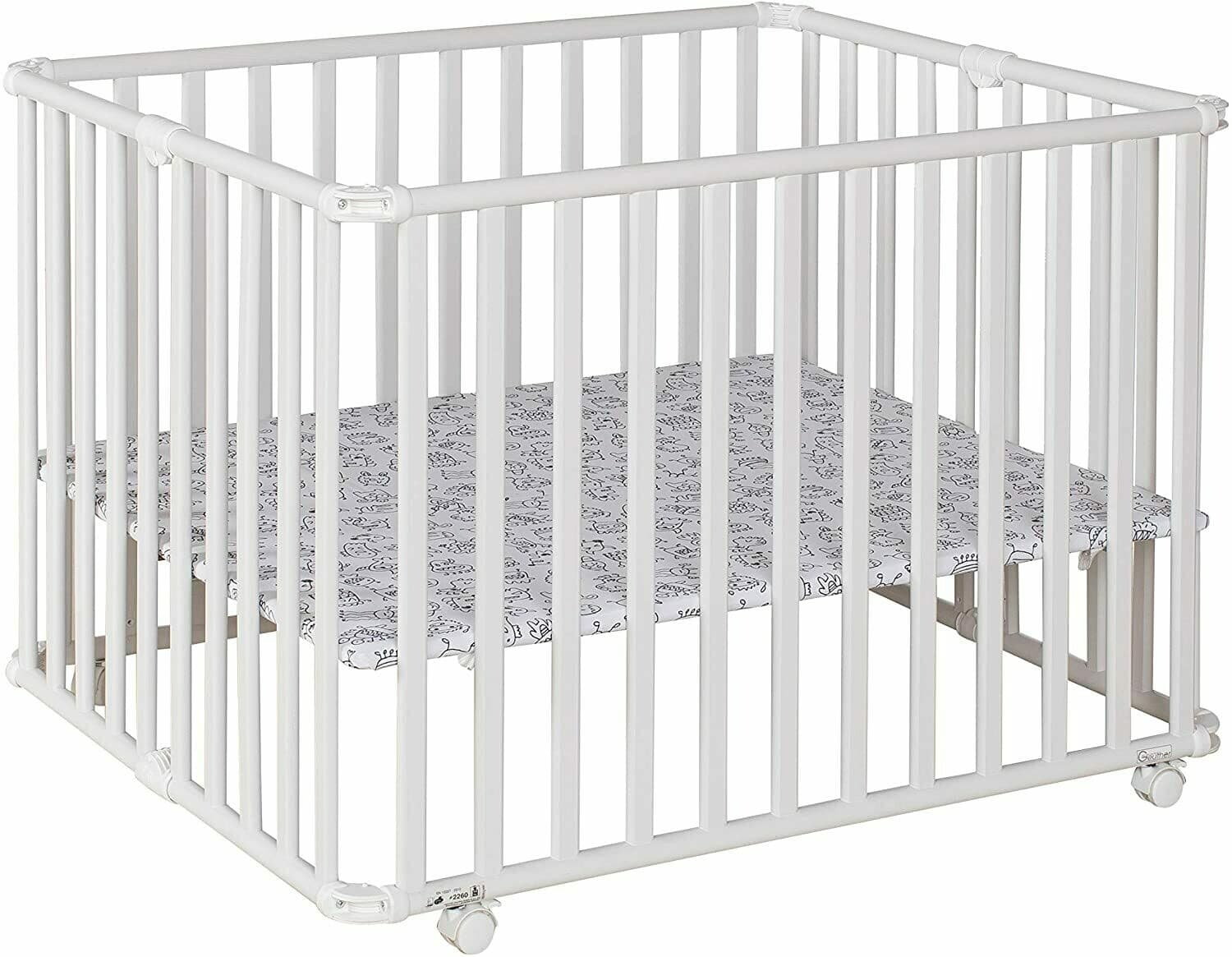 Geuther 2260WE+014 Ameli, parc pour enfant, Blanc, Monstre 85 x 101 cm, retrait magasin 1h