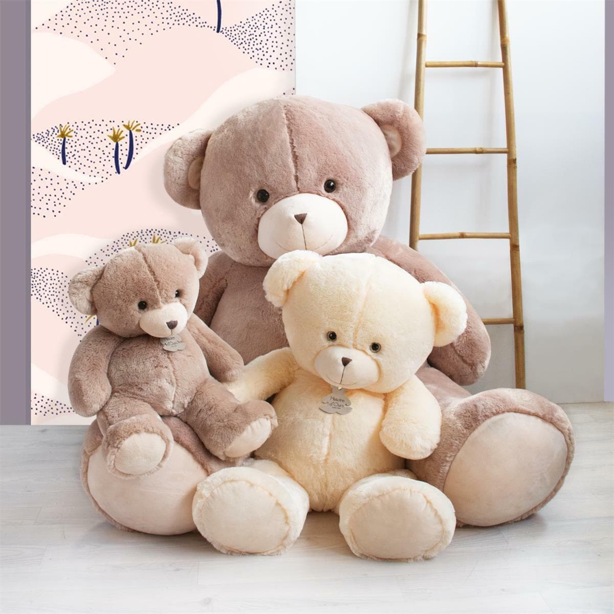 Histoire d'Ours Peluche Bellydou Champagne 160 cm Très Grande