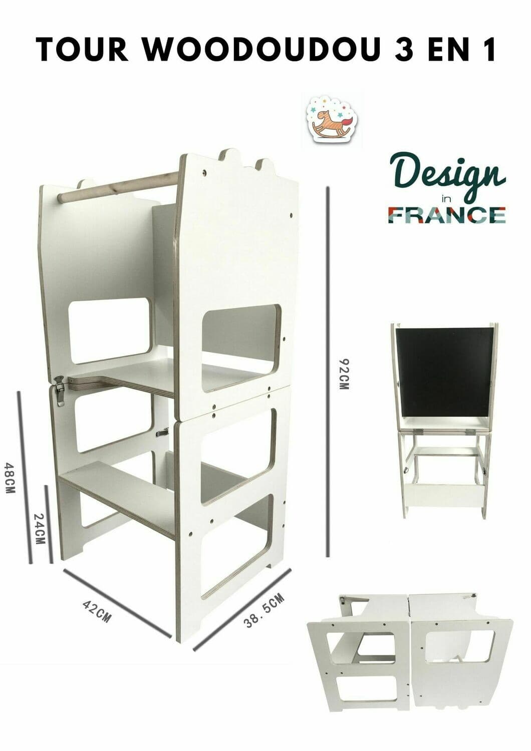 WOODoudou Tour d'observation évolutive, Bureau&Chaise MONTESSORI transformable