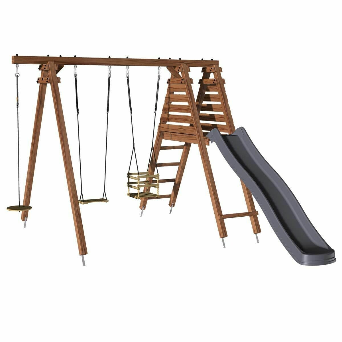 Soulet Station portique aquatique avec toboggan en bois traité carré, eco-friendly 3 agrès - Fleur