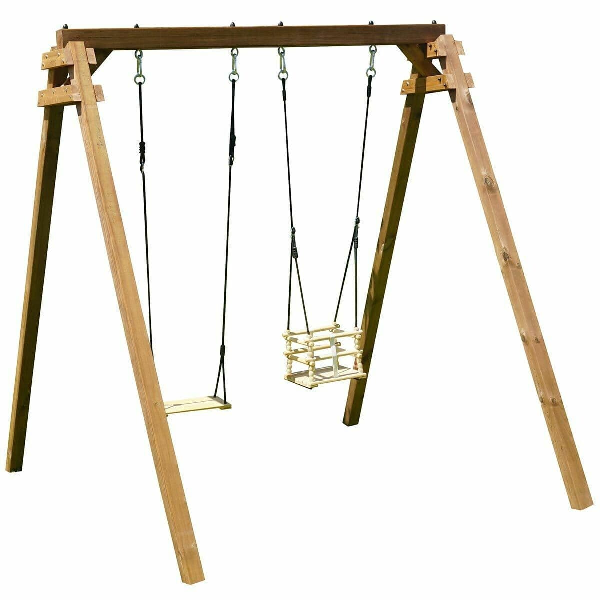 Portique en bois traité carré, eco-friendly 2 agrès - Ambre