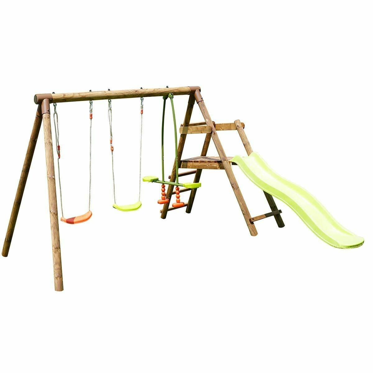 Station en bois traité pour enfant 3 agrès et toboggan - Figue