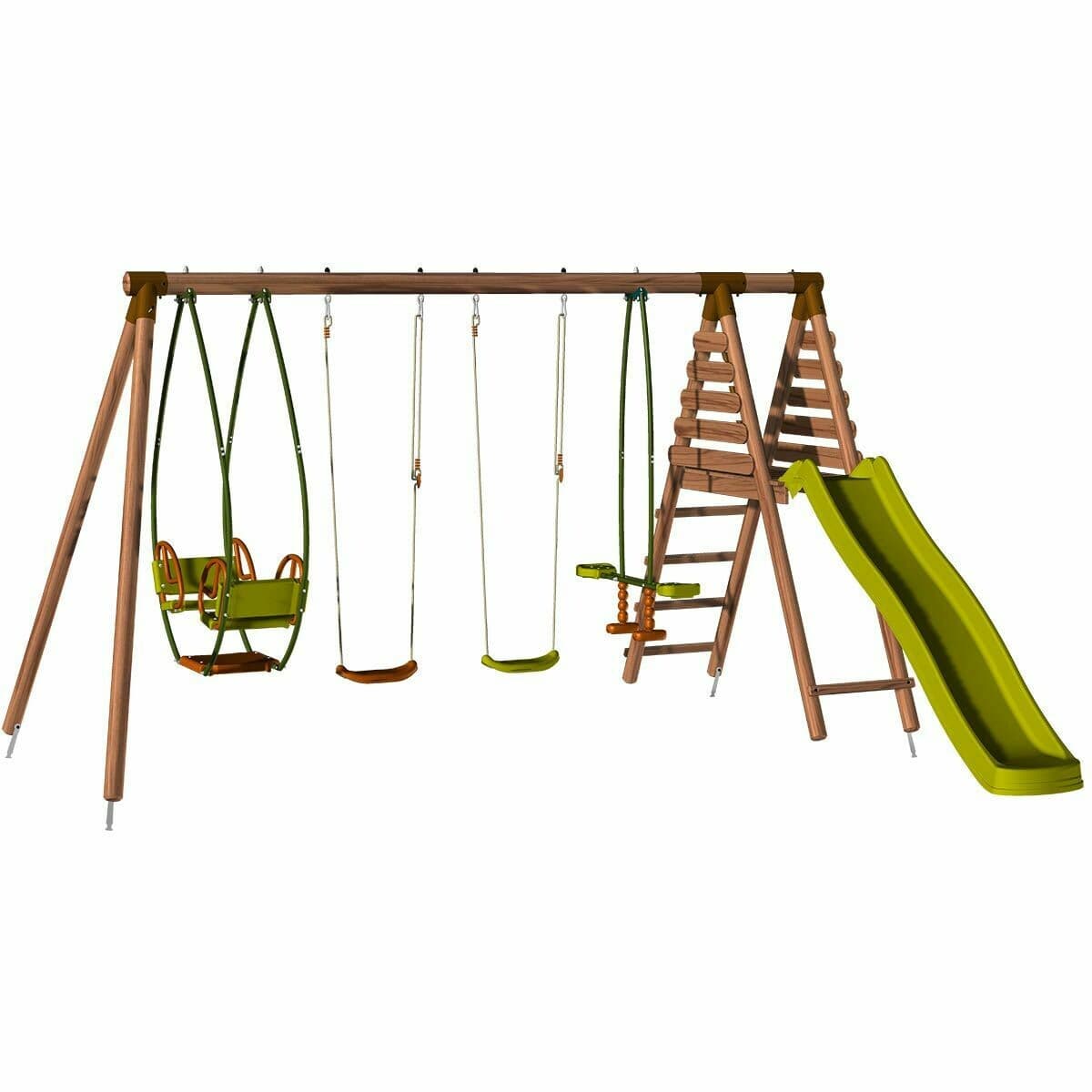 Station avec portique en bois balançoire et toboggan - Jacinthe