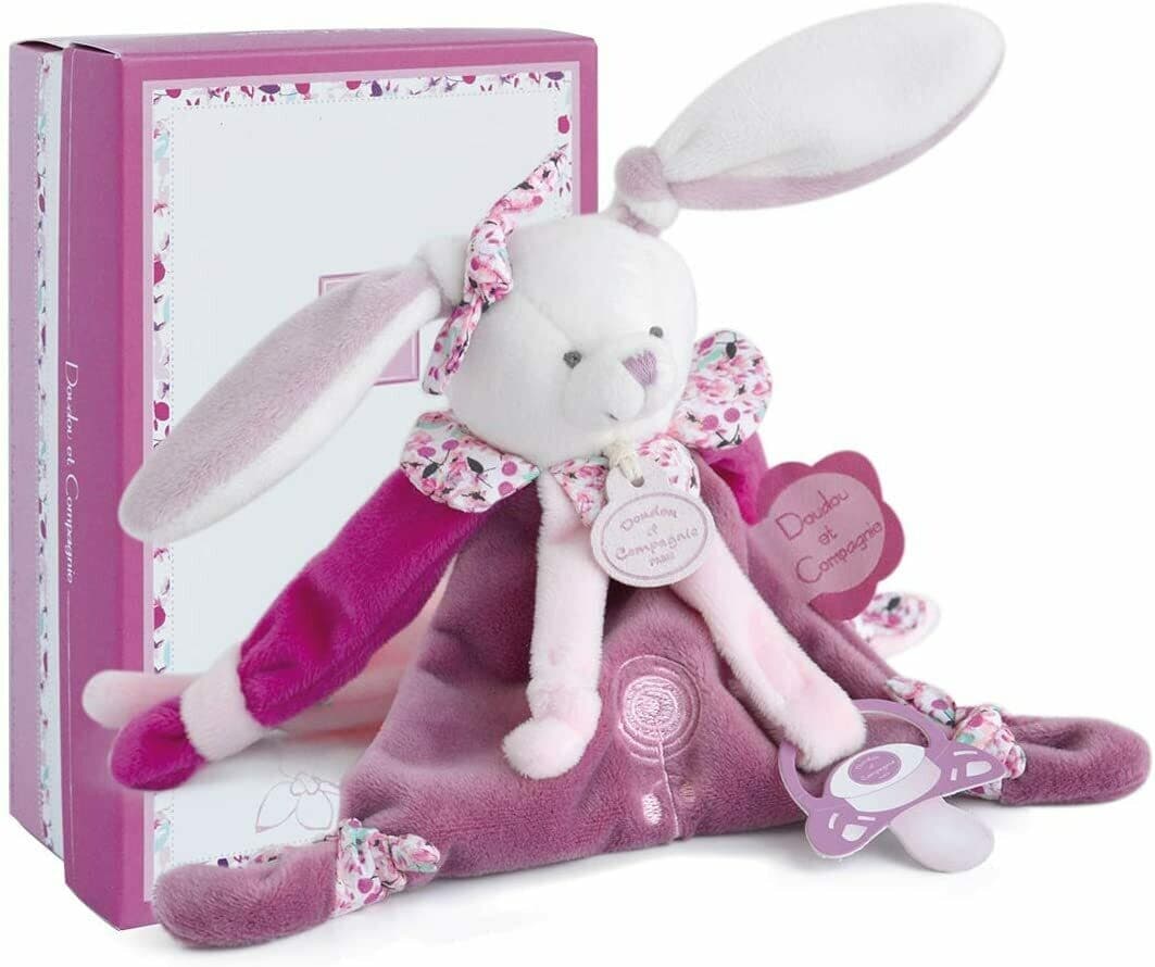 Doudou et Compagnie attache-sucette lapin cerise