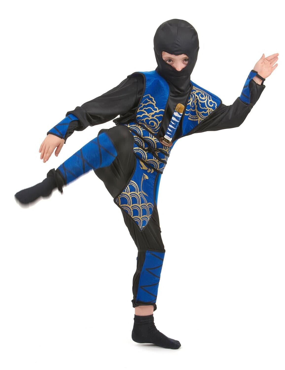 Déguisement ninja bleu et doré garçon S/M