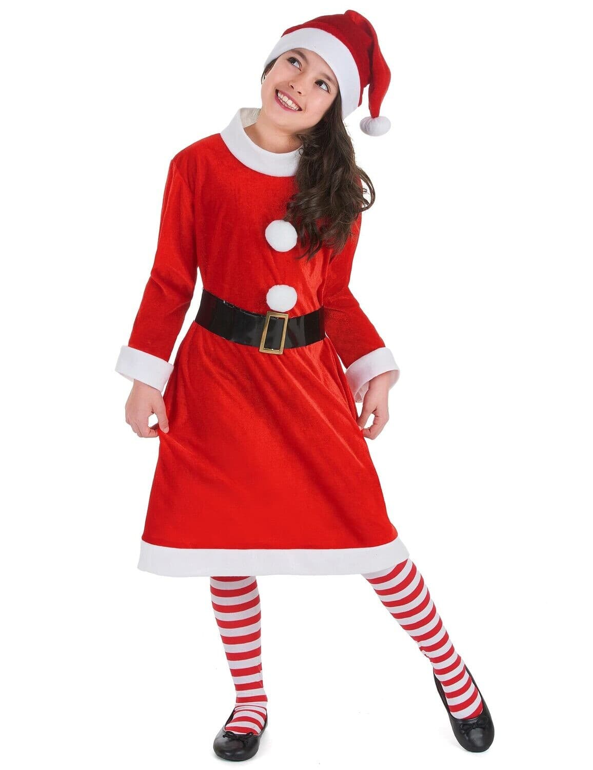 Déguisement Mère Noël pompons blancs Fille 4 - 6 ans (S)