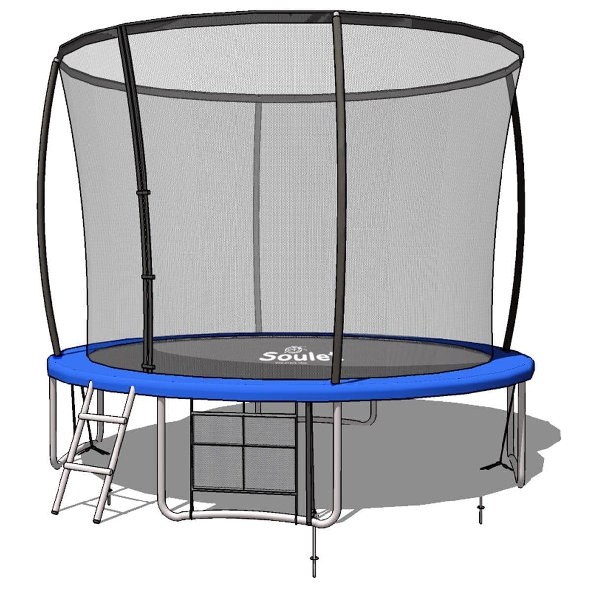 Trampoline Extérieur Bleu diam. 3,05m ( 10FT) pour Enfants et adultes avec Filets + échelle+ renfort de protection-Soulet