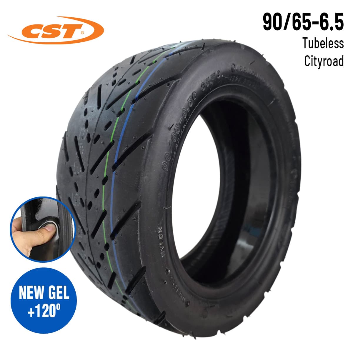 Pneu 11 3 (90/65-6,5) Onroad Tubeless avec gel anti-crevaison CST