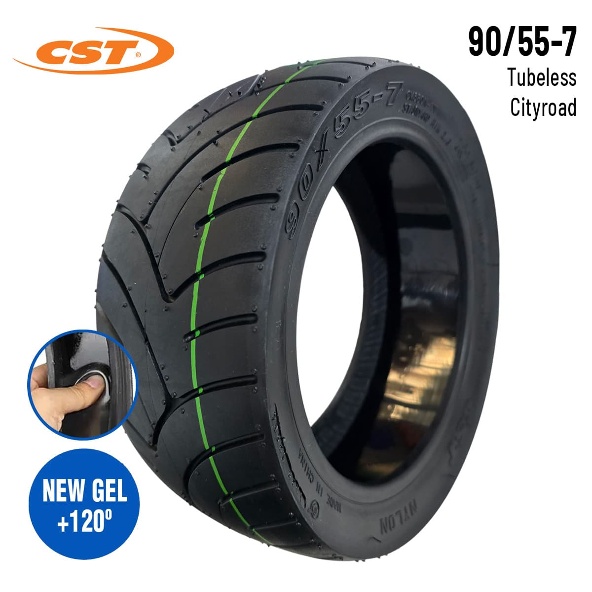 Pneu 90/55-7 avec gel CST
