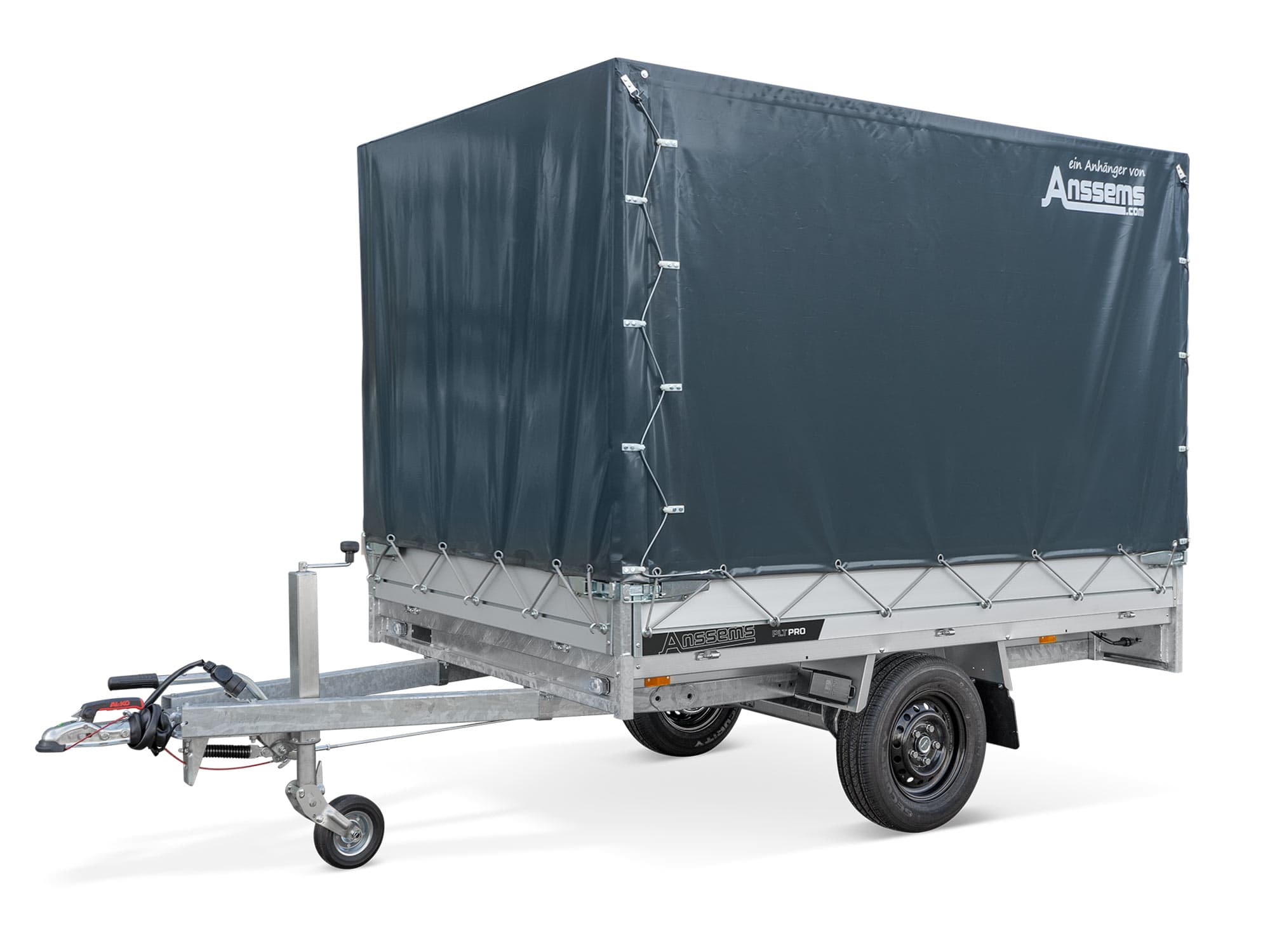 Anssems PKW Anhänger Hochlader Alu PLT-1 PRO 1350, Ladefläche 2,51 x 1,50 m mit Aktionsplane 1.50m